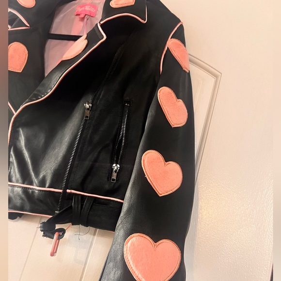 Dolls Kill / Sugar Thrills Black Leather puffy heart jacket- Medium - Picture 2 of 5